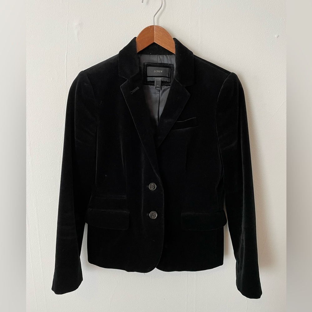 Black velvet J-Crew schoolboy blazer - small/petite.
